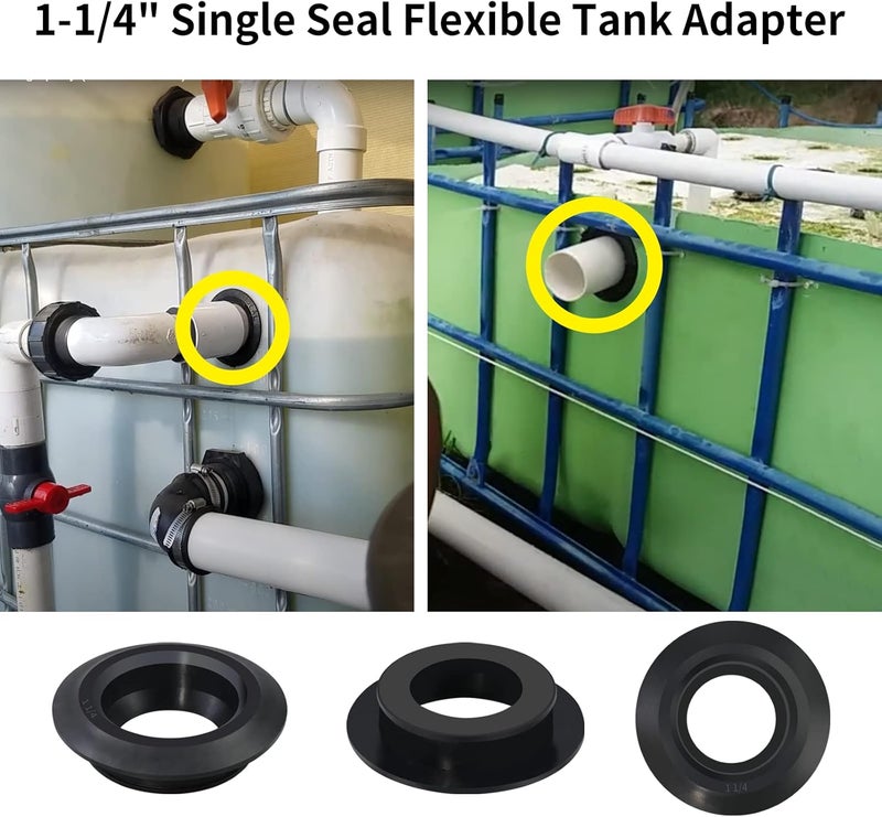 Vsttar 2 Pack 1-1/4" Flexible Tank Adapter (Bulkhead), Flexible Pipe-to-Tank Seal - Tank Adapter - Image 3